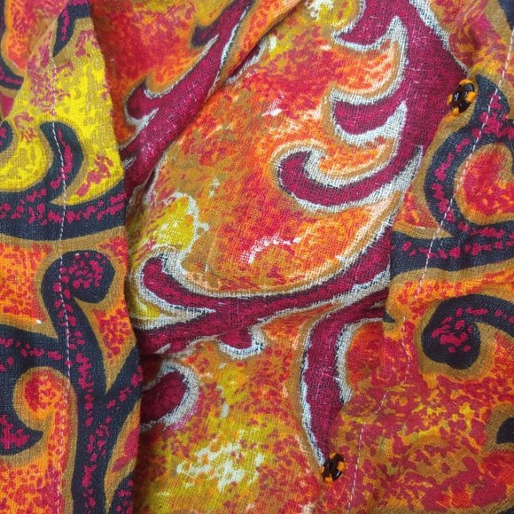 Vintage 70s Handmade Pillow Shams Set of 3 Orange Red Swirl Tassel Standard Size - Picture 14 of 16